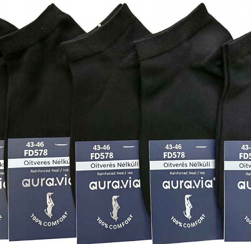 Skarpety męskie stopki bawełniane czarne 5 par rozmiar 39-42/43-46 AuraVia