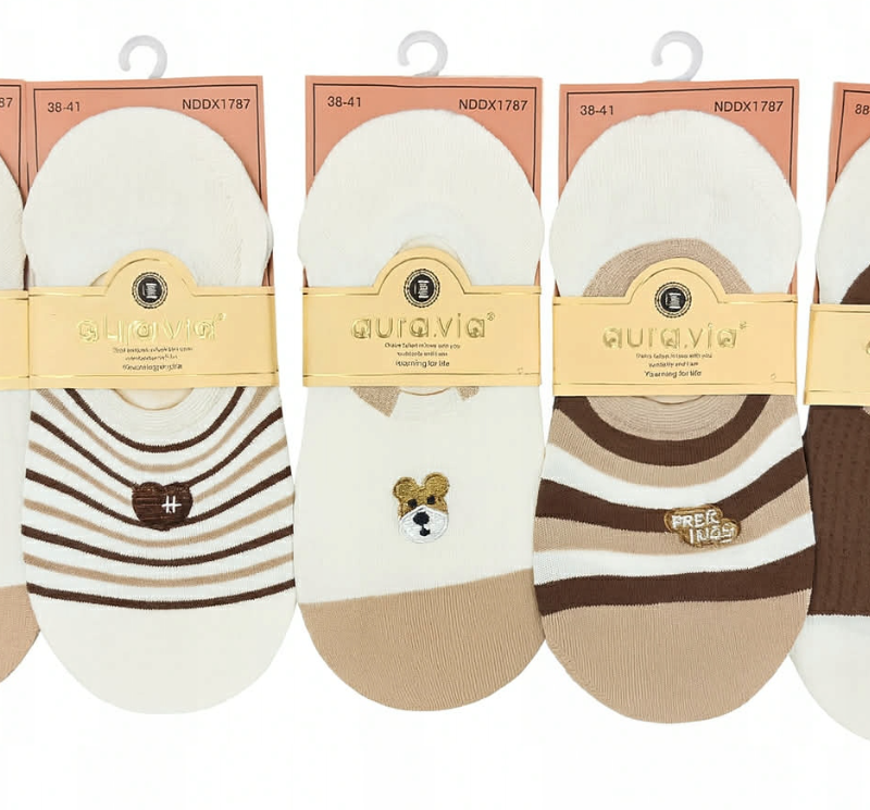 Skarpetki Damskie bawełniane stopki zestaw 5 par r. 35-38/38-41 Aura.via