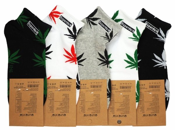 Skarpety bawełniane mix 5 par kolorowe z liściem marihuany 35-38/38-41 Aura.via — zdjęcie 1