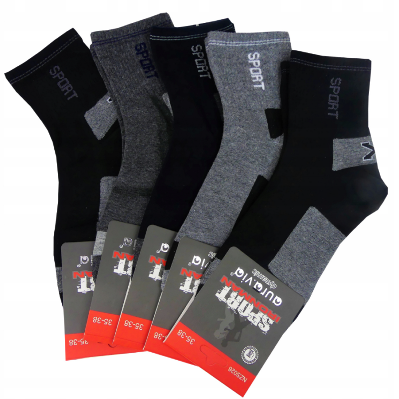 Skarpety bawełniane mix 5 par sportowe 35-38/38-41 Aura.via