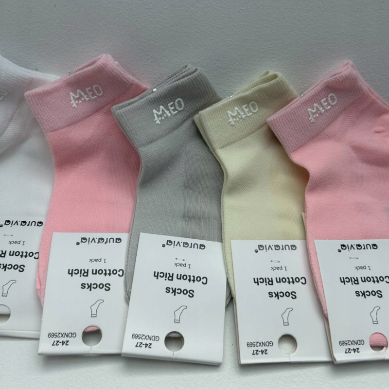 Skarpetki dziewczęce, skarpety bawełniane 5 par 24-27/28-31/32-35 Aura.via