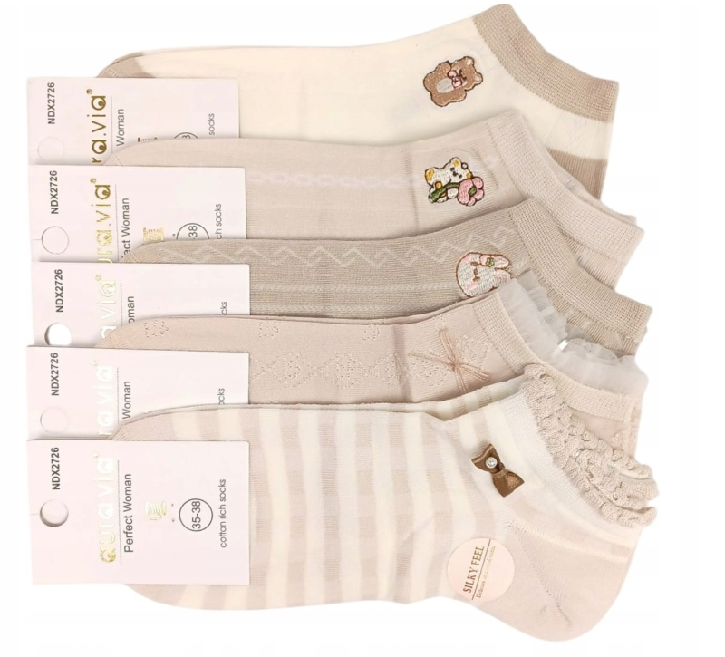 Skarpetki Damskie skarpety bawełniane stopki 5 par r. 35-38/38-41 Aura.via