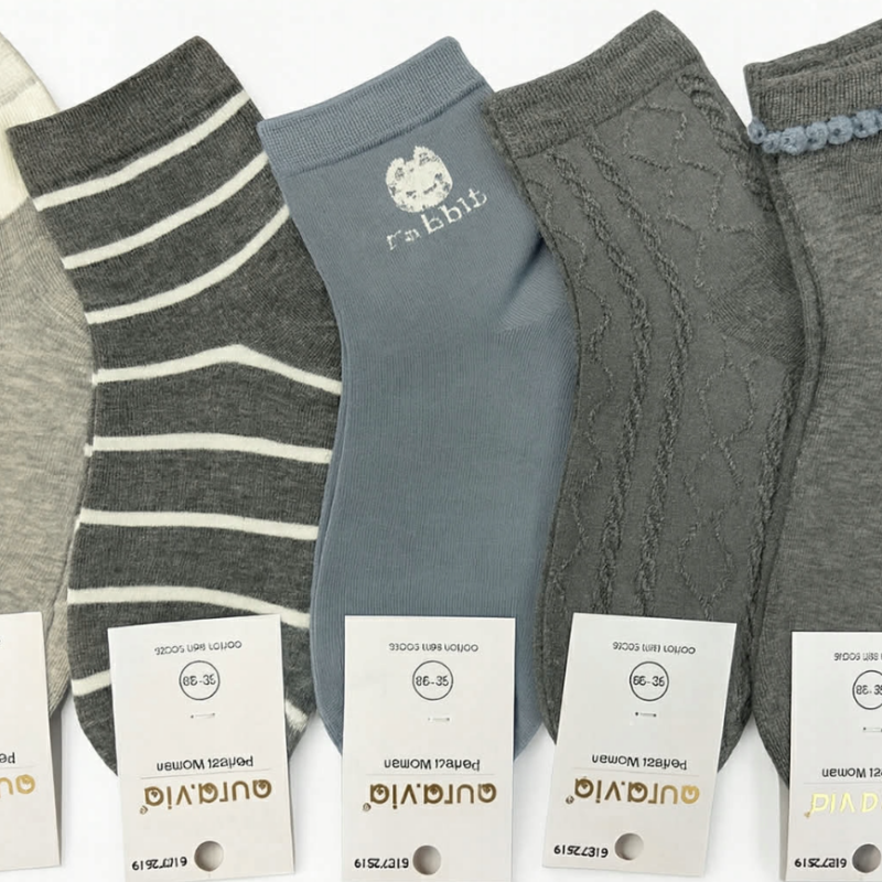 Skarpetki Damskie bawełniane kolory 5 par rozmiar 35-38/38-41 Aura.via