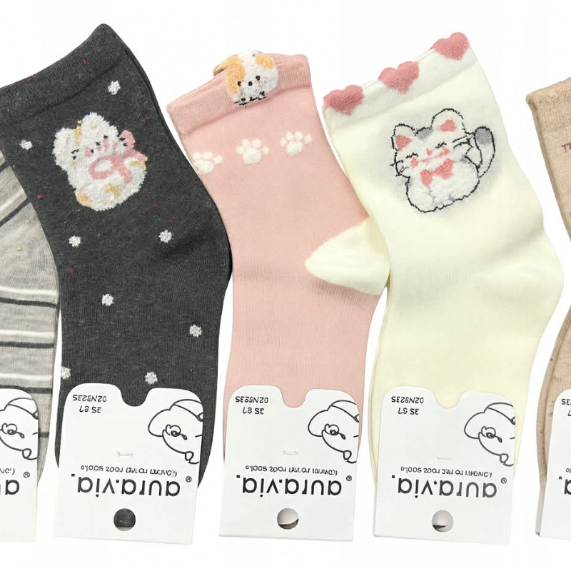 Skarpetki dziewczęce, skarpety bawelniane 5 par 24-27/28-31/32-35 Aura.via