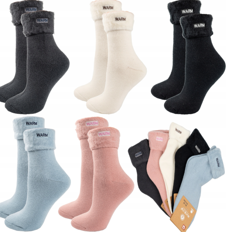 Skarpetki damskie skarpety bawełniane ciepłe zestaw 5x grube 35-38/38-41 Aura.via