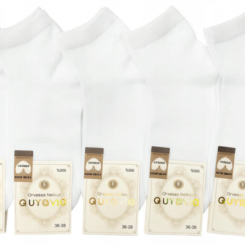 Skarpetki Damskie bawełniane białe 5 par rozmiar 35-38/38-41 Aura.via