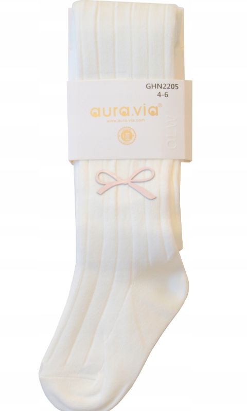 RAJSTOPY dla dziewczynki z kokardką aura via KIDS 1-3/4-6/7-9/10-12 Lat