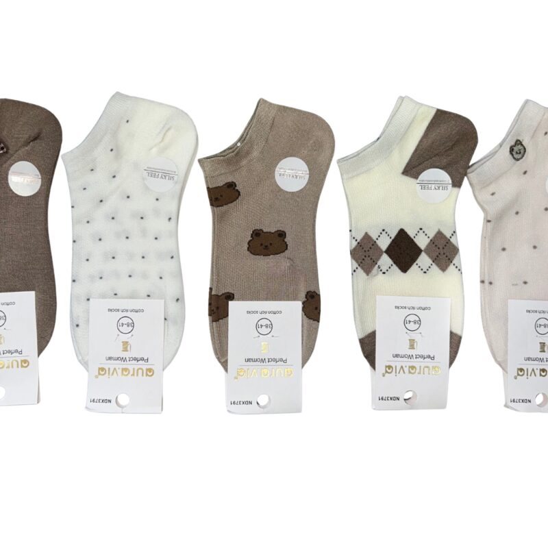 Skarpetki Damskie bawełniane stopki zestaw 5 par r. 35-38/38-41 Aura.via