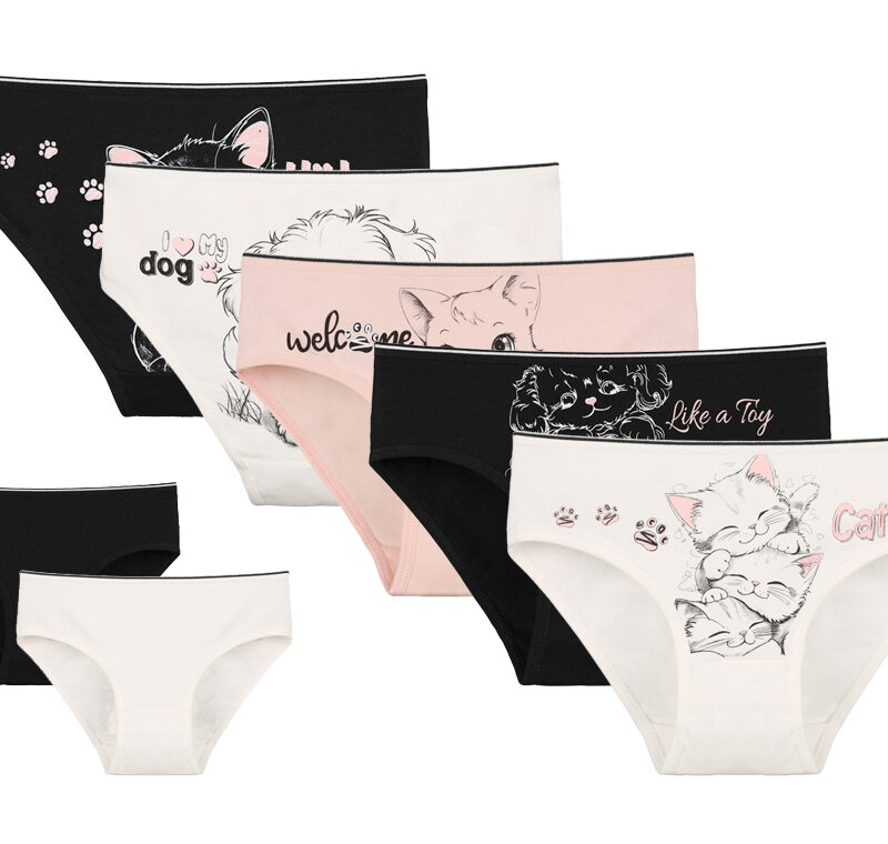 Majtki Dziewczęce Bawełniane Donella Kotki i Pieski 6/7|8-9 Lat