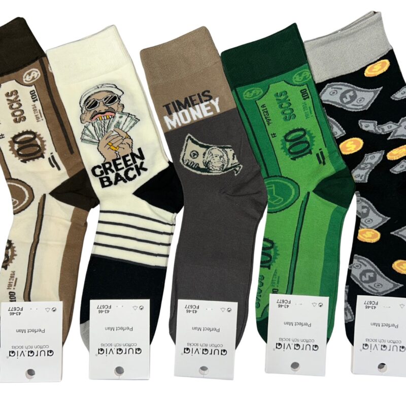 Skarpety męskie z motywem pieniędzy skarpetki bawełniane 5 par r. 43-46 / 39-42