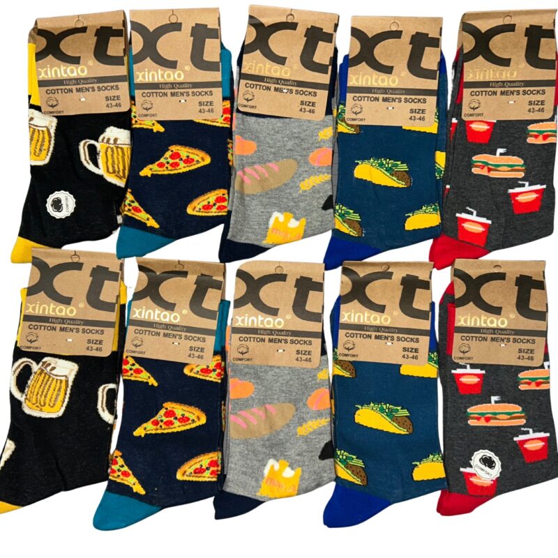10 Par Skarpety Męskie Kolorowe Śmieszne Bawełniane Długie Rozmiar 39-42/43-46