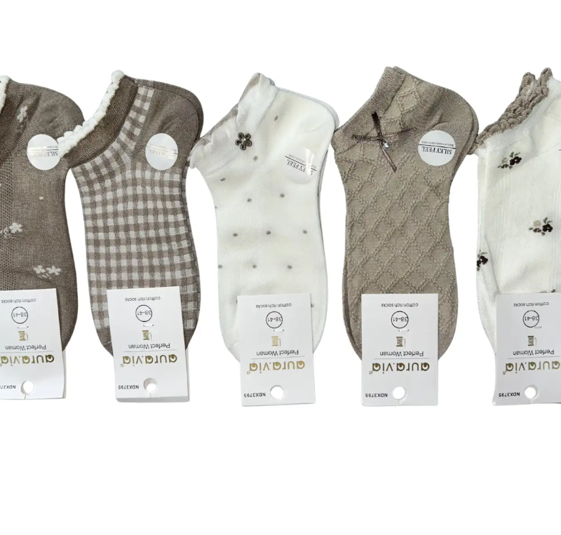 Skarpetki Damskie bawełniane stopki zestaw 5 par r. 35-38/38-41 Aura.via