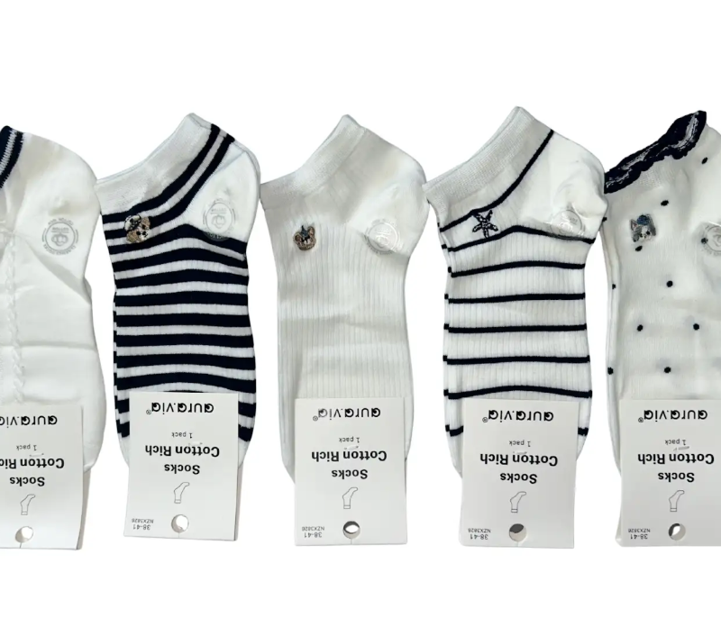 Skarpetki Damskie bawełniane stopki zestaw 5 par r. 35-38/38-41 Aura.via