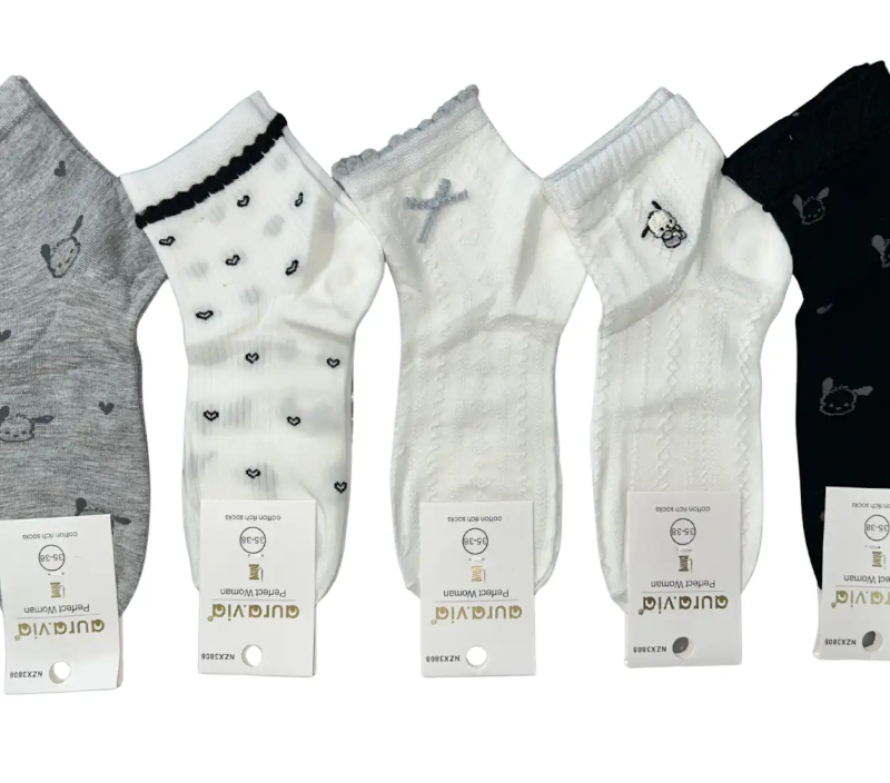 Skarpetki Damskie bawełniane stopki zestaw 5 par r. 35-38/38-41 Aura.via