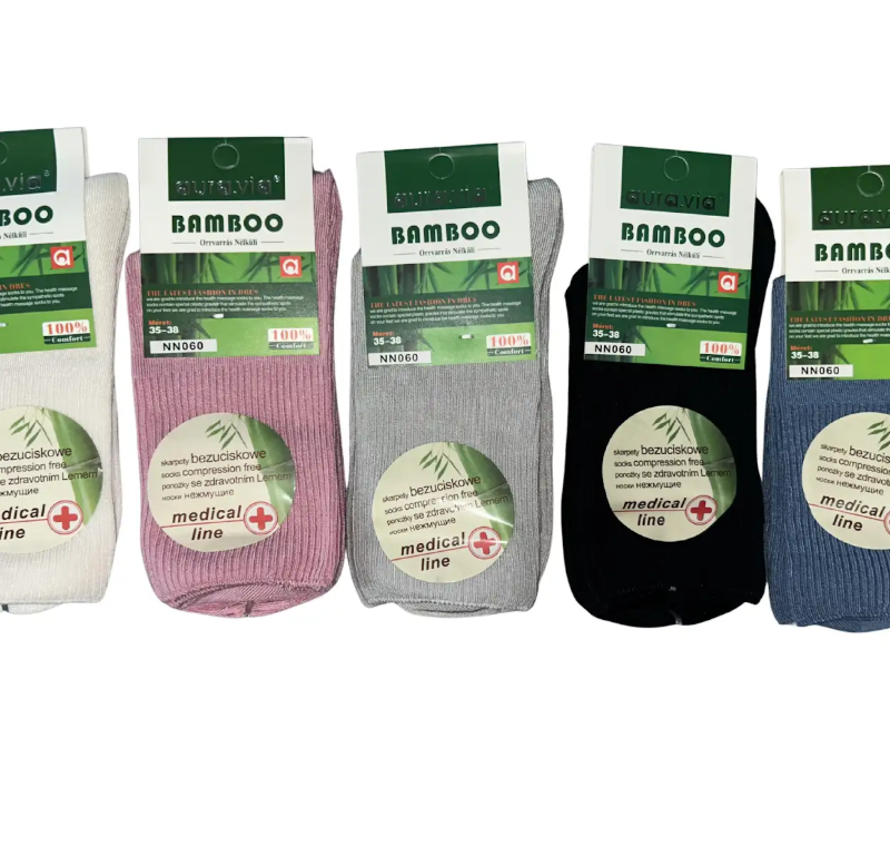 Skarpety AuraVia z bambusa bezuciskowe prążkowane 35-38/38-41 5 par