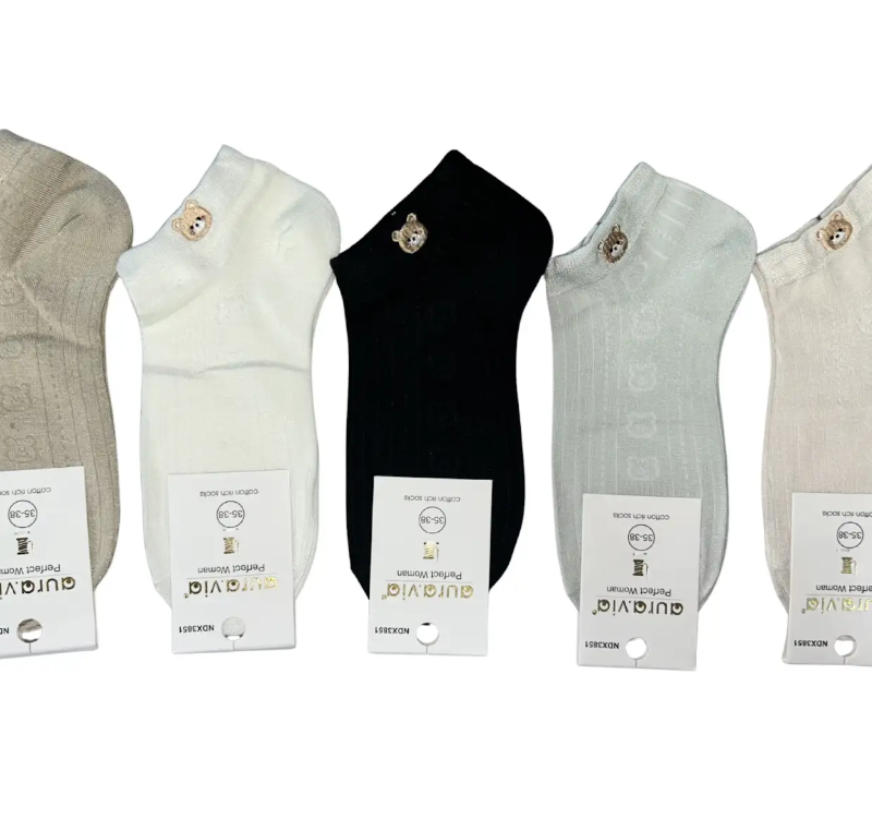 Skarpetki Damskie bawełniane stopki zestaw 5 par r. 35-38/38-41 Aura.via