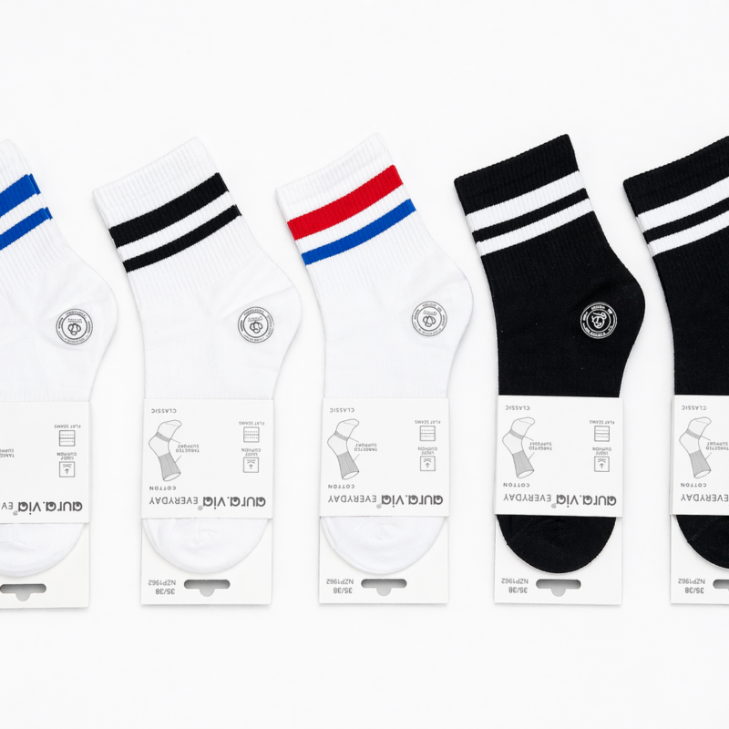 Skarpetki Damskie bawełniane z paskami 5 par rozmiar 35-38/38-41 Aura.via