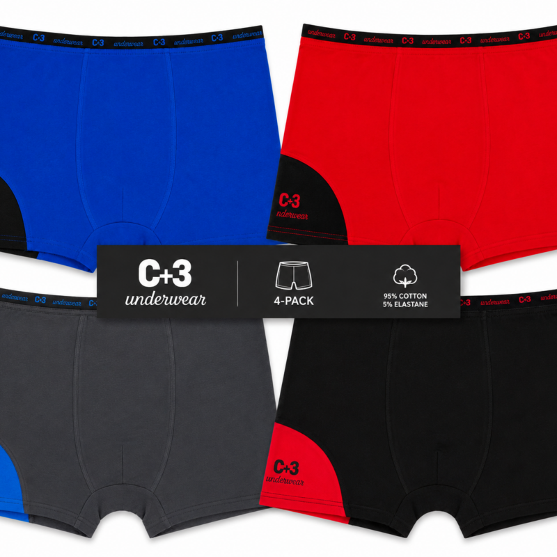 Bokserki Męskie bawełniane Majtki zestaw 4 sztuk C+3 rozmiar M/L/XL/2XL